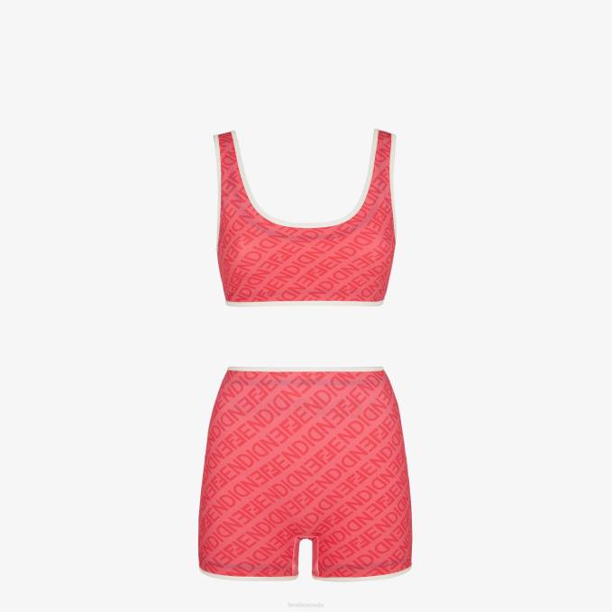 Women Lycra Bikini Pink Fendi Apparel 6RHH1050