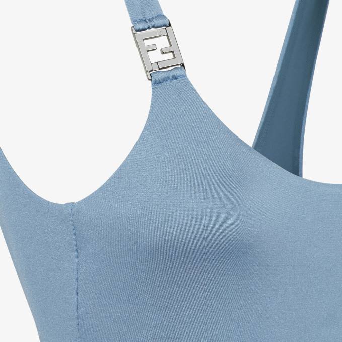 Women Lycra One-Piece Swimsuit Blue Fendi Apparel 6RHH1161