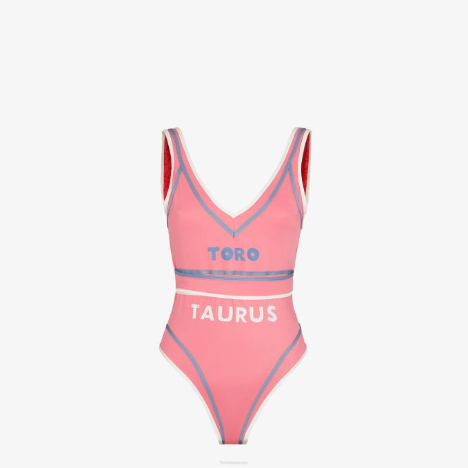 Women Lycra Swimsuit Pink Fendi Apparel 6RHH1051