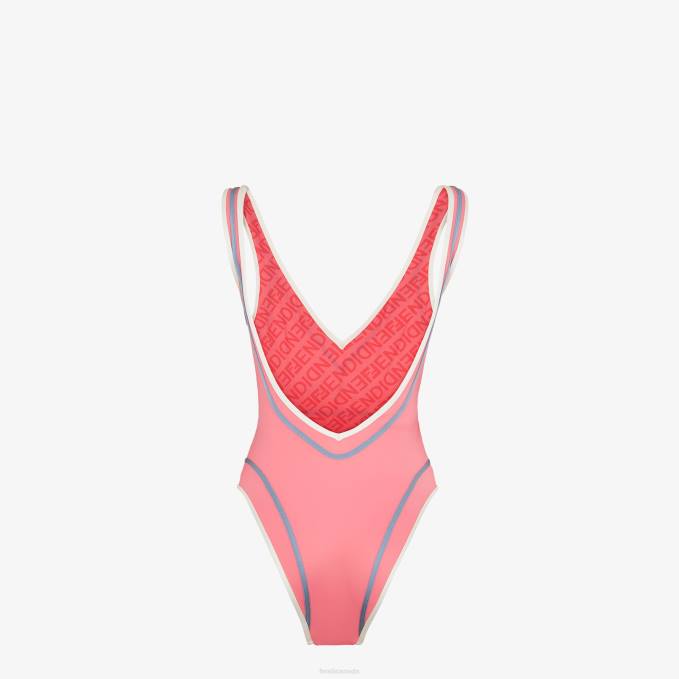 Women Lycra Swimsuit Pink Fendi Apparel 6RHH1051