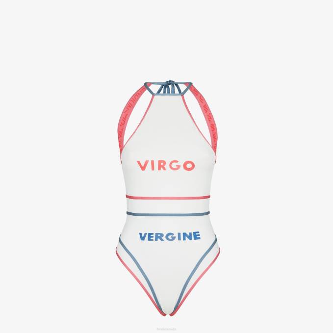 Women Lycra Swimsuit White Fendi Apparel 6RHH1023