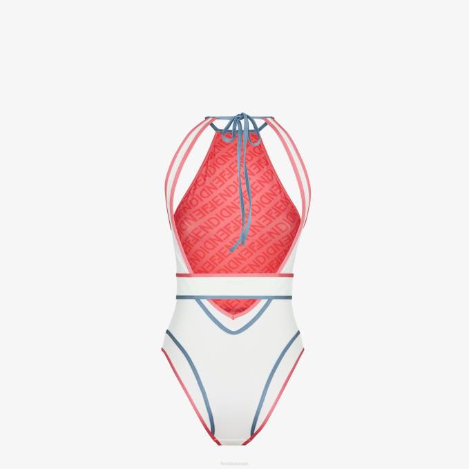 Women Lycra Swimsuit White Fendi Apparel 6RHH1023