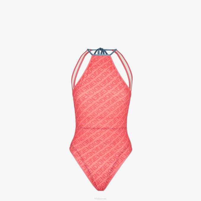 Women Lycra Swimsuit White Fendi Apparel 6RHH1023