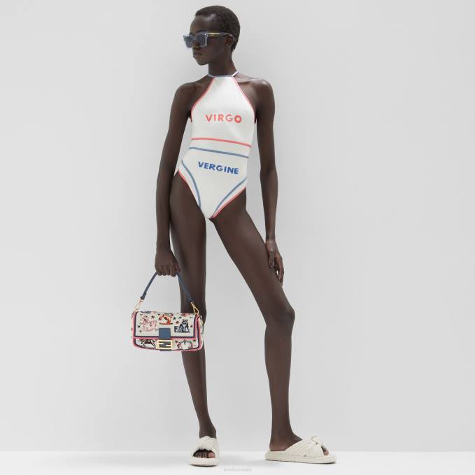 Women Lycra Swimsuit White Fendi Apparel 6RHH1023