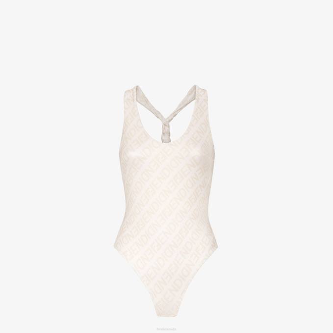 Women Lycra Swimsuit White Fendi Apparel 6RHH1059