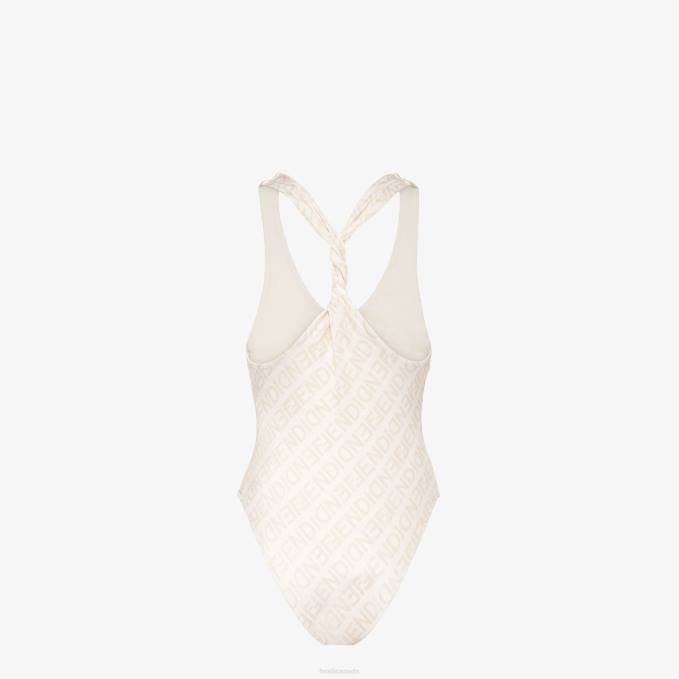 Women Lycra Swimsuit White Fendi Apparel 6RHH1059