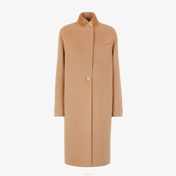 Women Camelcashmere Coat Fashion Fendi Apparel 6RHH1206