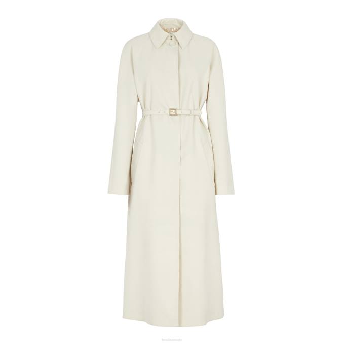 Women Fabric Trench Coat White Fendi Apparel 6RHH947