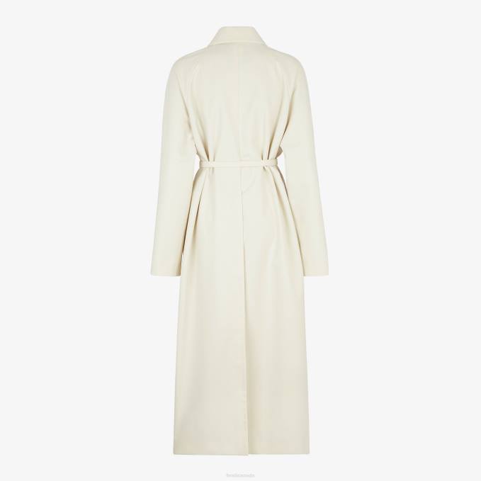 Women Fabric Trench Coat White Fendi Apparel 6RHH947