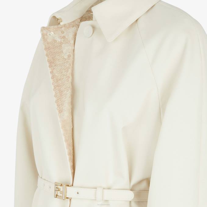 Women Fabric Trench Coat White Fendi Apparel 6RHH947