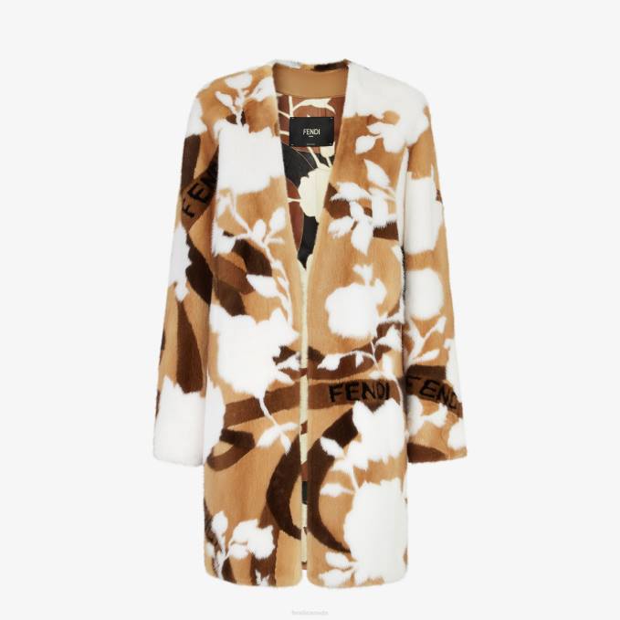 Women Mink Coat Multicolor Fendi Apparel 6RHH1139