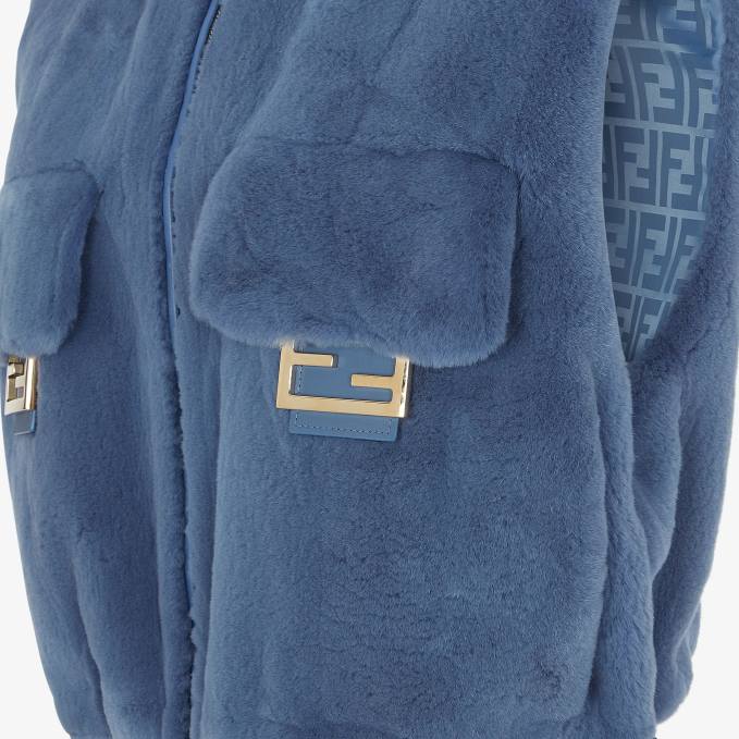 Women Mink Vest Blue Fendi Apparel 6RHH1253