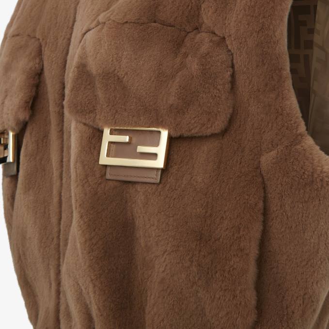 Women Mink Vest Brown Fendi Apparel 6RHH1136