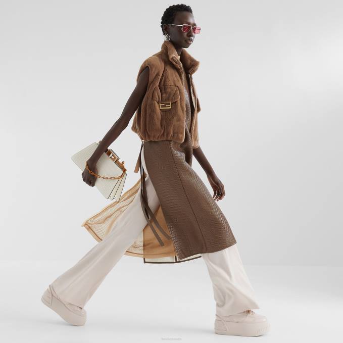 Women Mink Vest Brown Fendi Apparel 6RHH1136