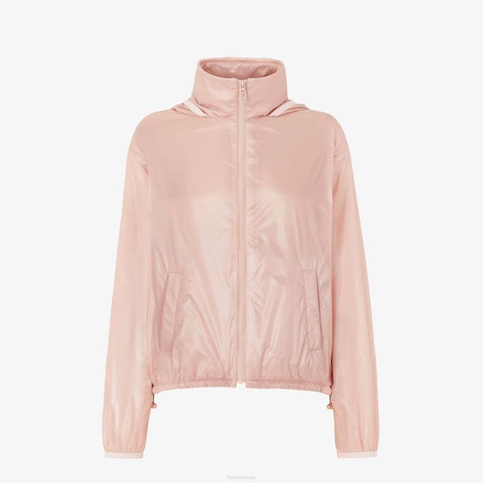 Women Nylon Windbreaker Pink Fendi Apparel 6RHH1202