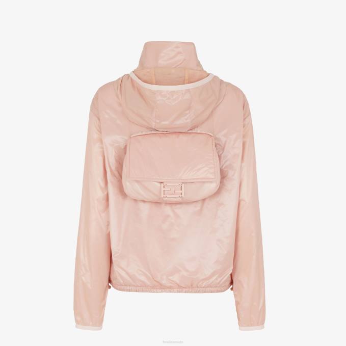 Women Nylon Windbreaker Pink Fendi Apparel 6RHH1202