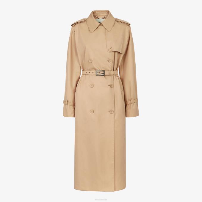 Women Tech Cotton Trench Coat Beige Fendi Apparel 6RHH1104
