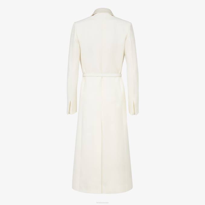 Women Wool And Silk Coat White Fendi Apparel 6RHH1258