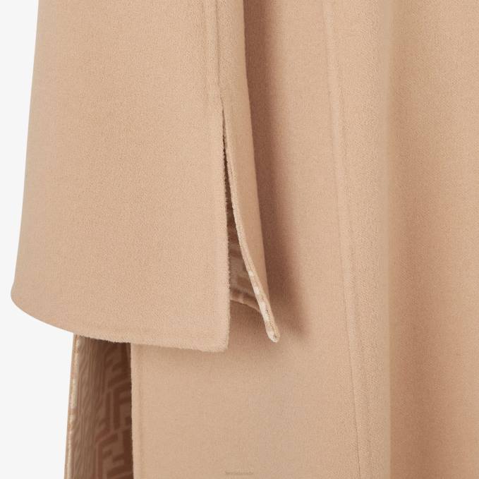 Women Wool Coat Beige Fendi Apparel 6RHH1119
