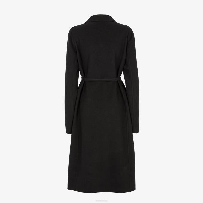 Women Wool Overcoat Black Fendi Apparel 6RHH1005