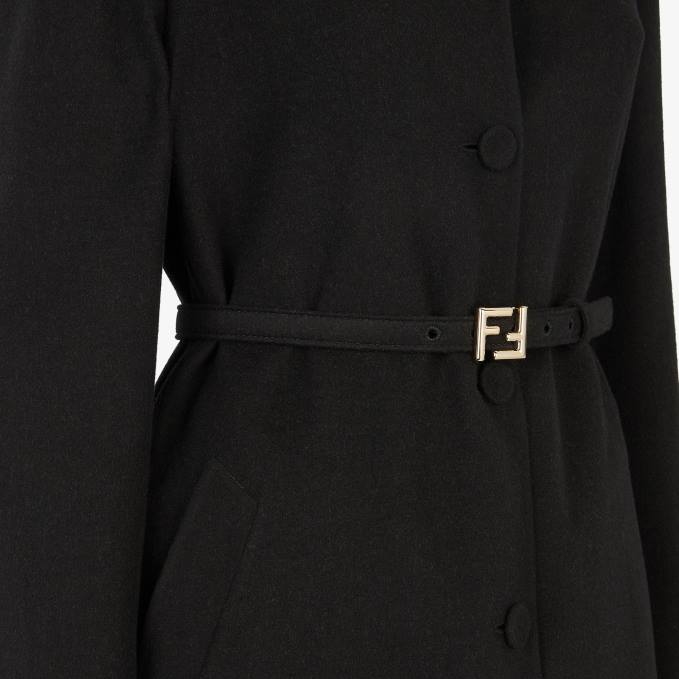 Women Wool Overcoat Black Fendi Apparel 6RHH1005