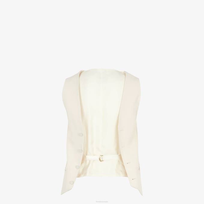 Women Wool Vest White Fendi Apparel 6RHH946