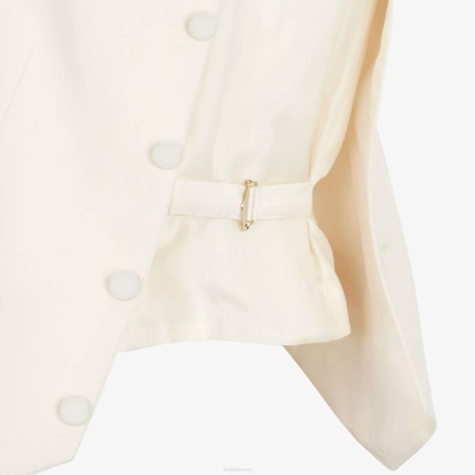 Women Wool Vest White Fendi Apparel 6RHH946