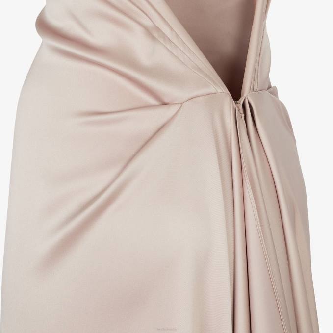 Women Antique Silk Dress Pink Fendi Apparel 6RHH1090