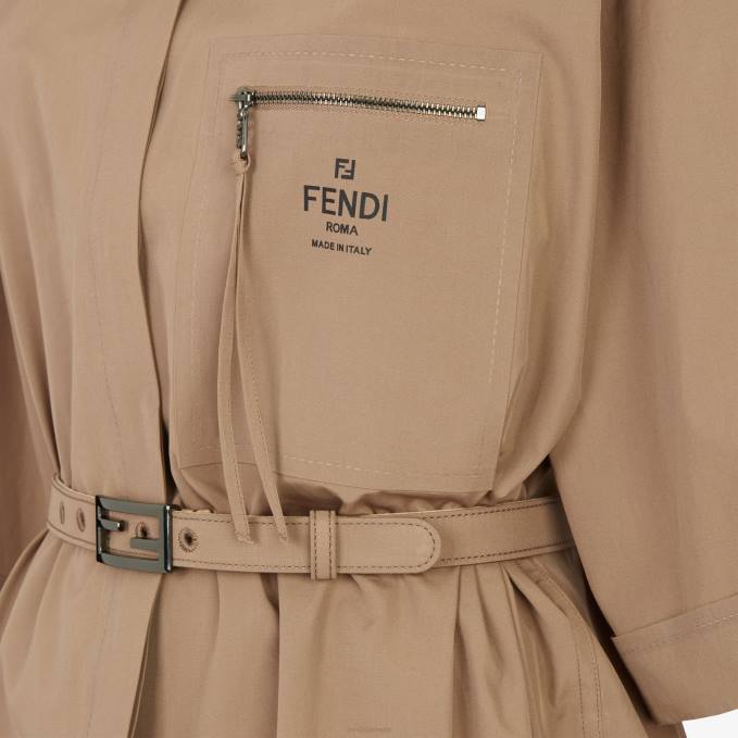 Women Cotton Dress Brown Fendi Apparel 6RHH1069