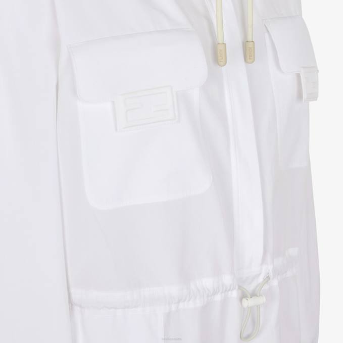 Women Cotton Dress White Fendi Apparel 6RHH1074
