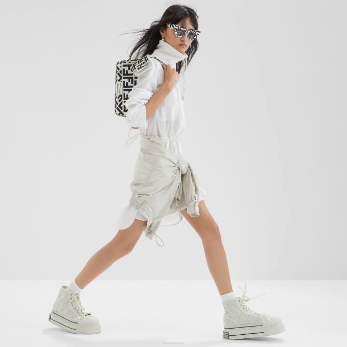 Women Cotton Dress White Fendi Apparel 6RHH1074