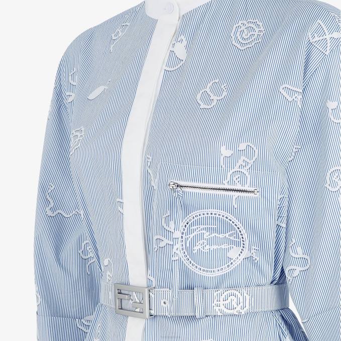 Women Cotton Shirt Dress Blue Fendi Apparel 6RHH1044
