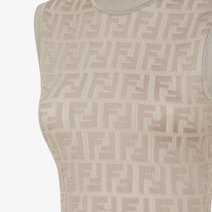 Women Dove Knit Dress Beige Fendi Apparel 6RHH1070