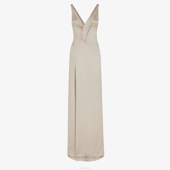 Women Dress In Dove Satin Beige Fendi Apparel 6RHH1194