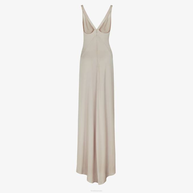 Women Dress In Dove Satin Beige Fendi Apparel 6RHH1194