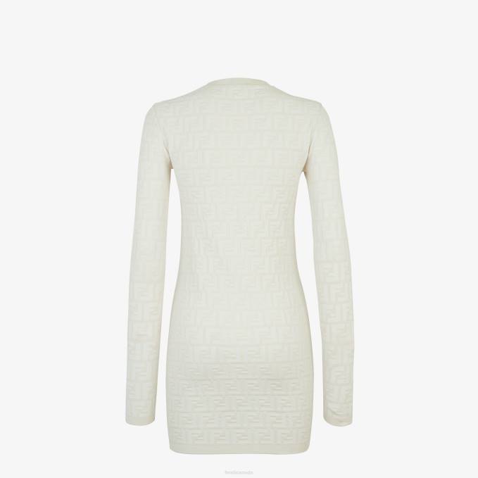 Women FF Viscose Dress White Fendi Apparel 6RHH993