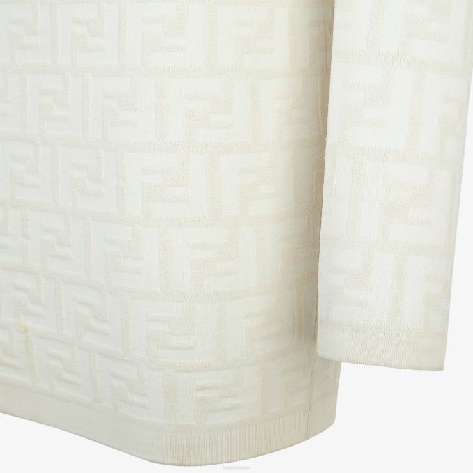 Women FF Viscose Dress White Fendi Apparel 6RHH993