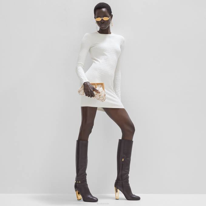 Women FF Viscose Dress White Fendi Apparel 6RHH993