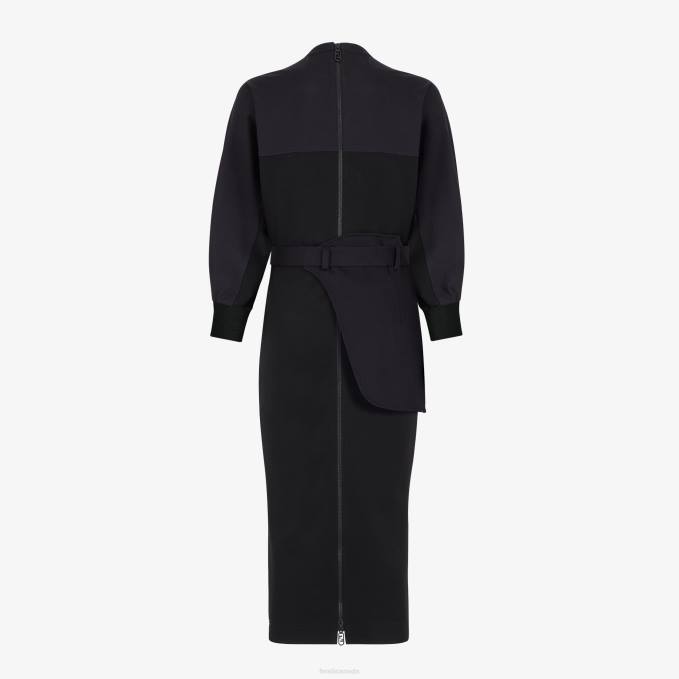 Women Jersey Dress Black Fendi Apparel 6RHH1212