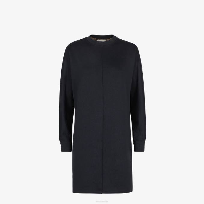 Women Jersey Dress Black Fendi Apparel 6RHH1222