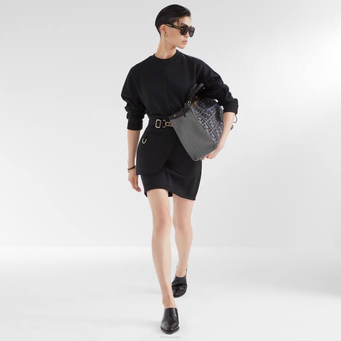 Women Jersey Dress Black Fendi Apparel 6RHH1222