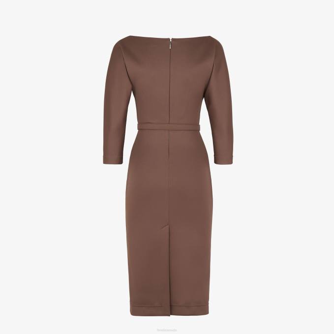 Women Jersey Dress Brown Fendi Apparel 6RHH1200