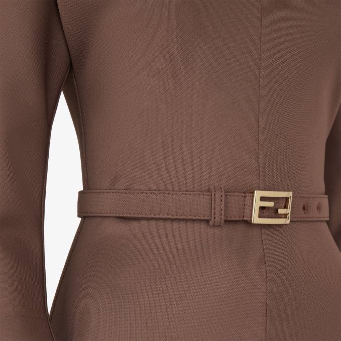 Women Jersey Dress Brown Fendi Apparel 6RHH1200