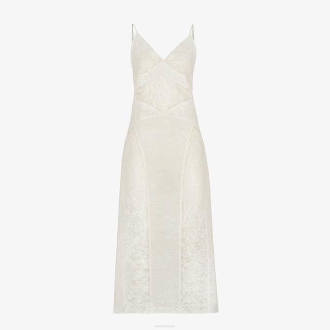 Women Lace Dress White Fendi Apparel 6RHH1007