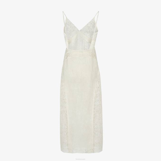 Women Lace Dress White Fendi Apparel 6RHH1007