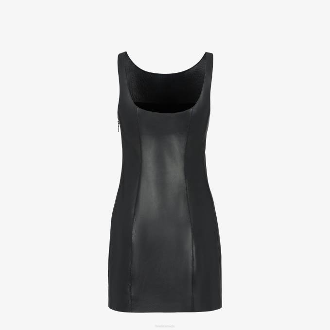 Women Leather Dress Black Fendi Apparel 6RHH943