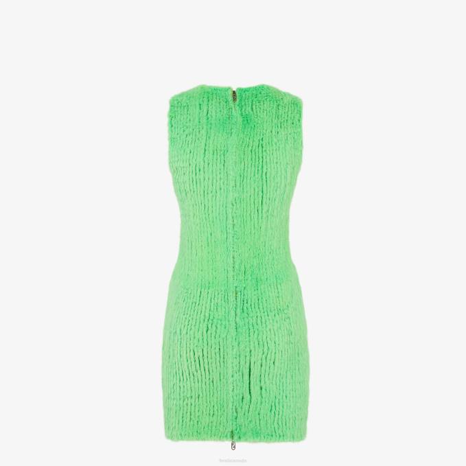 Women Mink Dress Green Fendi Apparel 6RHH1108