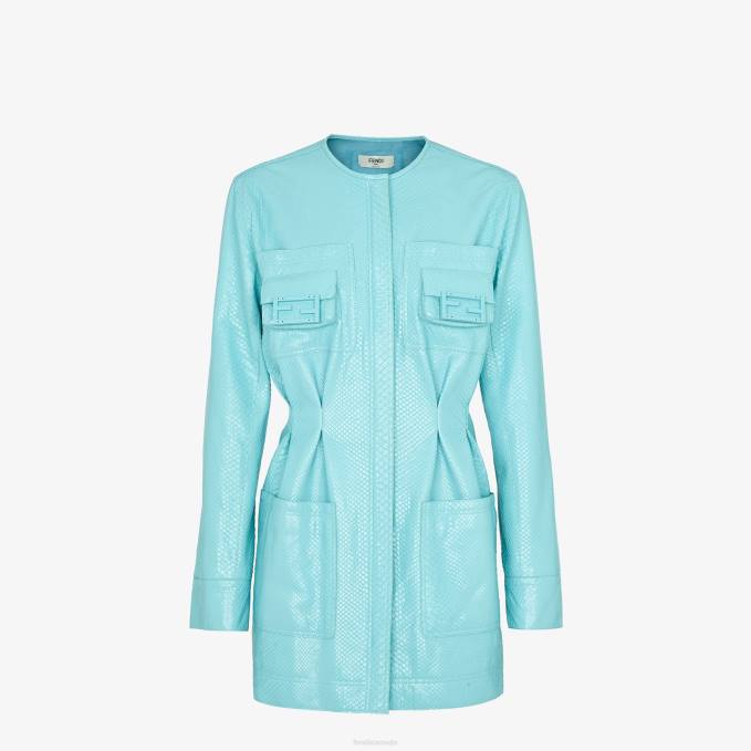 Women Python Dress Light blue Fendi Apparel 6RHH1189