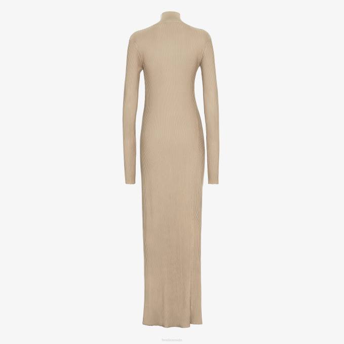 Women Silk And Viscose Dress Beige Fendi Apparel 6RHH953