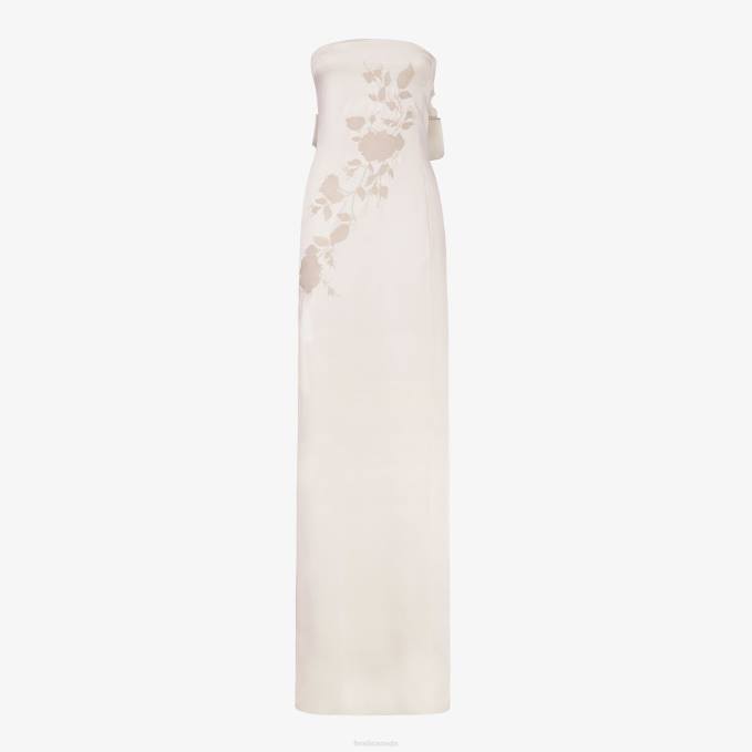 Women Silk Dress Beige Fendi Apparel 6RHH1135